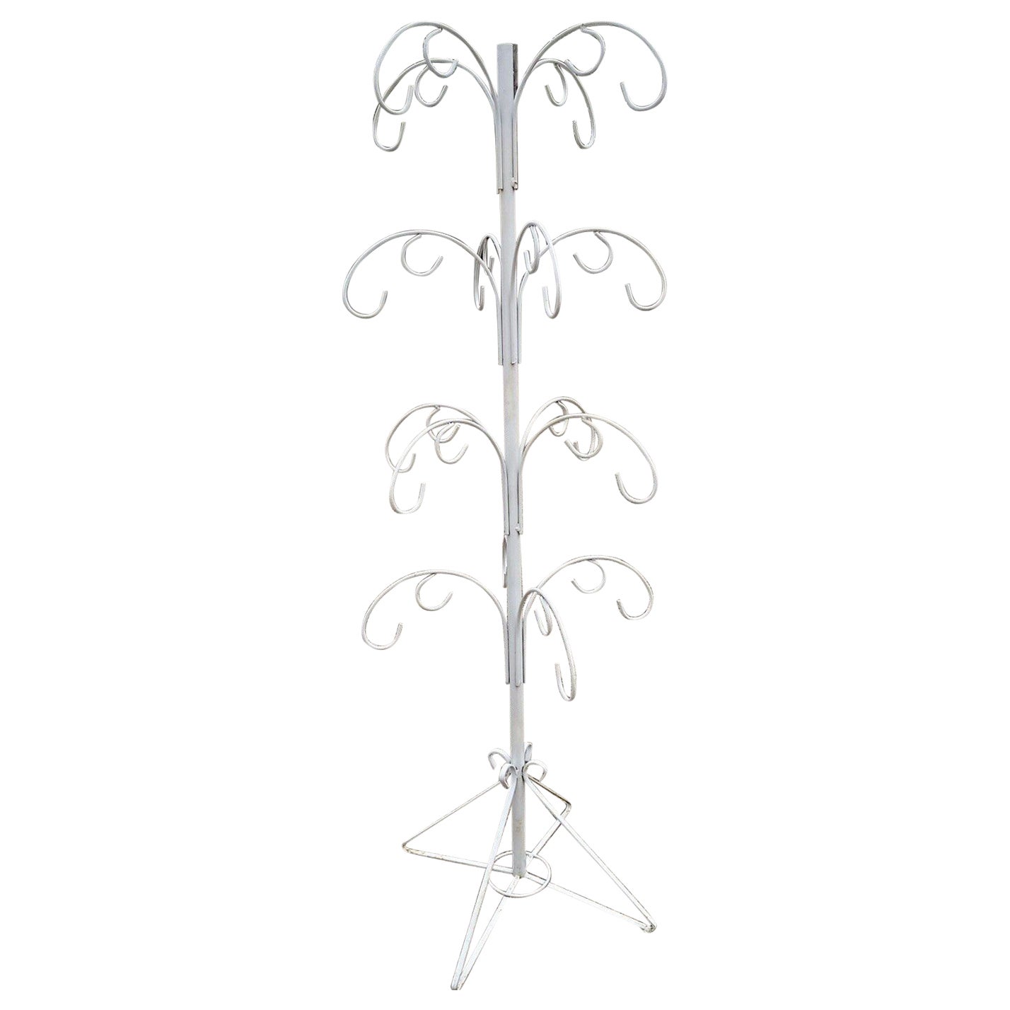 Whimsical 74" Tall White Wrought Iron 16 Hook Garden Ornament Plant Stand Holder