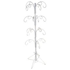 Whimsical 74" Tall White Wrought Iron 16 Hook Garden Ornament Plant Stand Holder