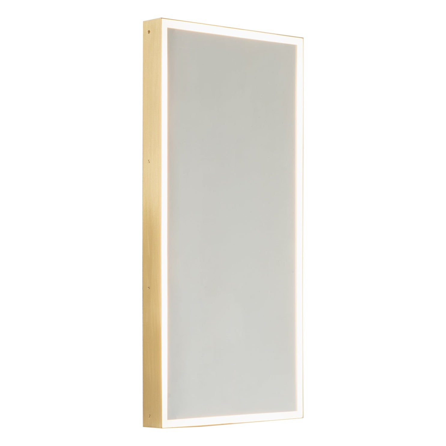 Quadris Rectangular Front Illuminated Art Deco Mirror with Brass Frame, XL