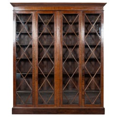 Large English 19thC Mahogany Astral Glazed Bookcase / Display Cabinet