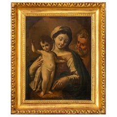 Antique Old Master Madonna & Child Oil on Canvas