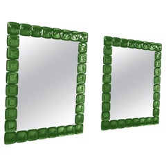 Miroir en verre de Murano de style contemporain "Quadrotti Verdi" par Fratelli Tosi 