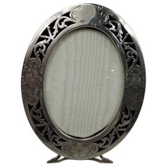 Delightful American Art Nouveau Sterling Silver Oval Picture Frame