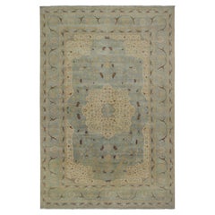 Rug & Kilim’s Persian Style Rug in Blue, Beige-Brown and Gold Floral Pattern