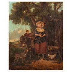 Antique H.G. Kingsley Pastoral Oil on Canvas, 18th C.