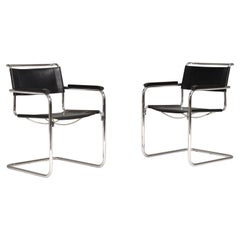 Thonet S34 Cantilever chairs by Mart Stam in black leather and chrome – Germany