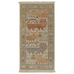  Tapis & Kilim's Tribal style runner in Beige-Brown, Blue and Red Pictorials