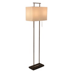 Vintage Mid - century floor lamp, base in black marble and chromed metal structure.