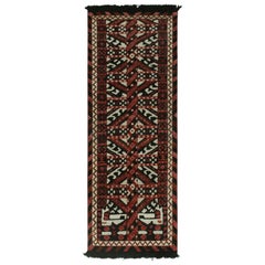 Rug & Kilim’s Tribal style runner in red, black and white geometric pattern
