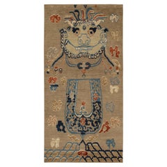 Rug & Kilim’s Classic Dragon Style Runner in Beige, Orange and Blue Pictorial