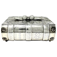 Used English Book-Shaped Sheffield Silver Plated Biscuit Box