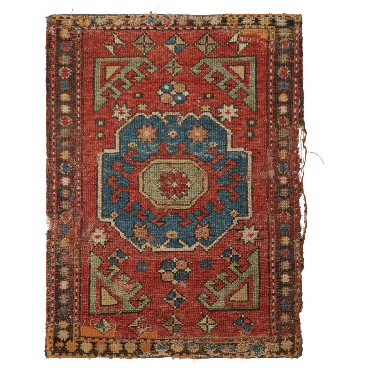 Antique Bergama Scatter Rug in Red with Geometric Patterns, from Rug ...