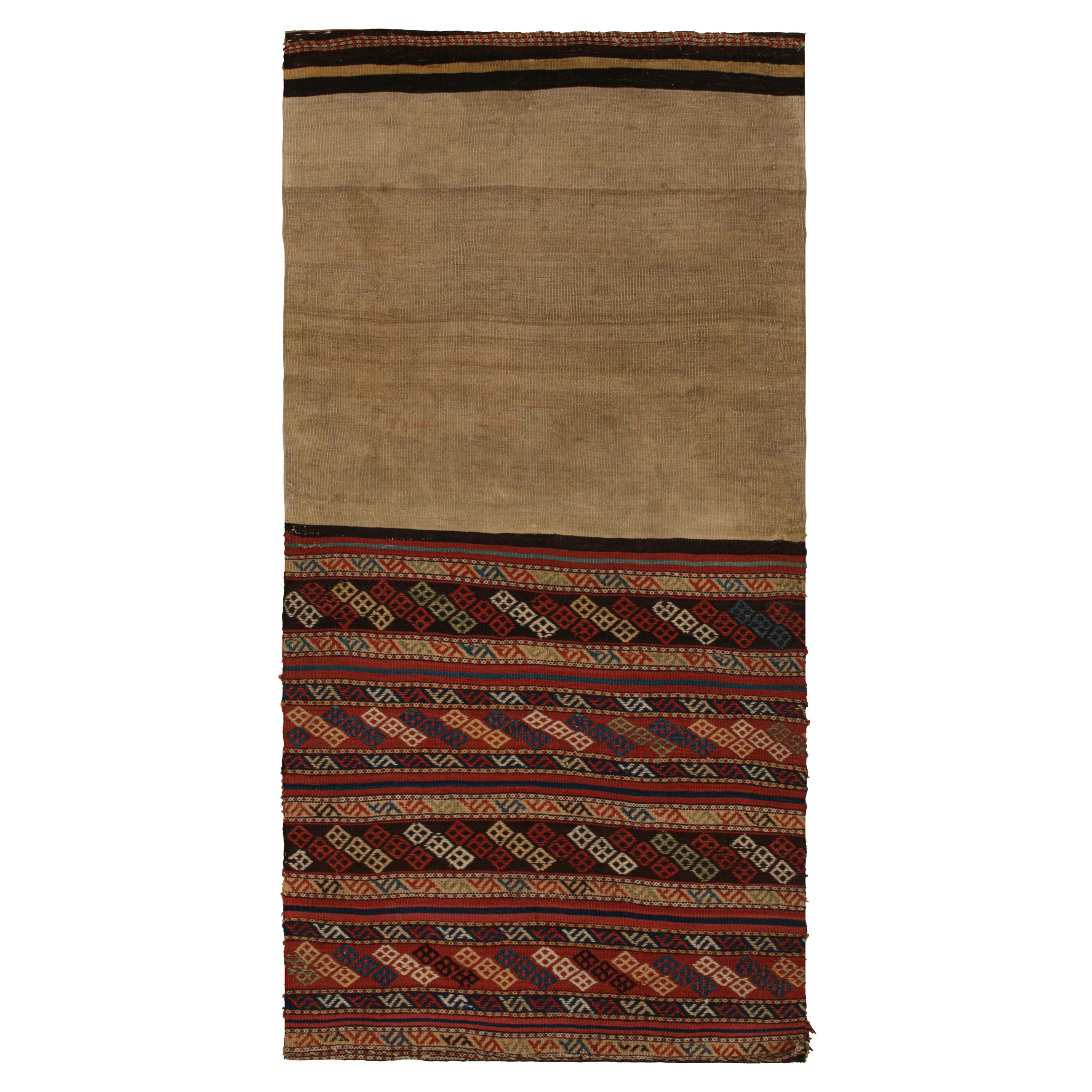 Antiker persischer Taschen-Kilim-Läufer mit geometrischen Mustern, von Rug & Kilim