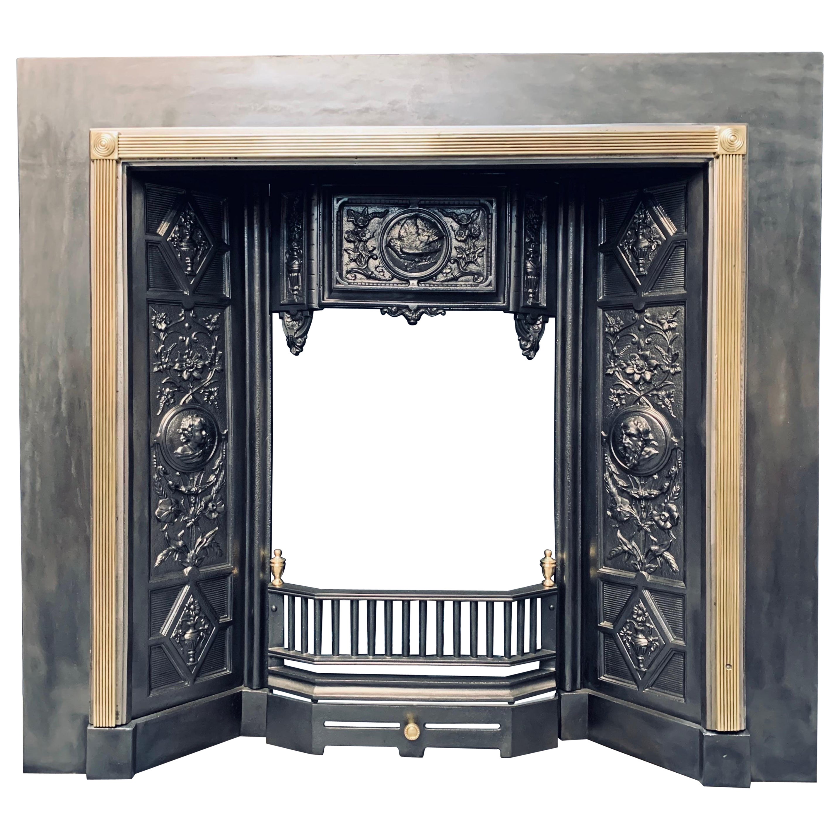 A large and Ornate 19th Century Victorian Scottish Cast Iron Fireplace Insert.  For Sale