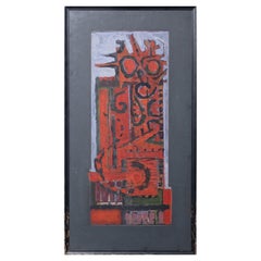 Signed Lowell Nesbitt Oil on Panel Painting, "Red Composition", 1956