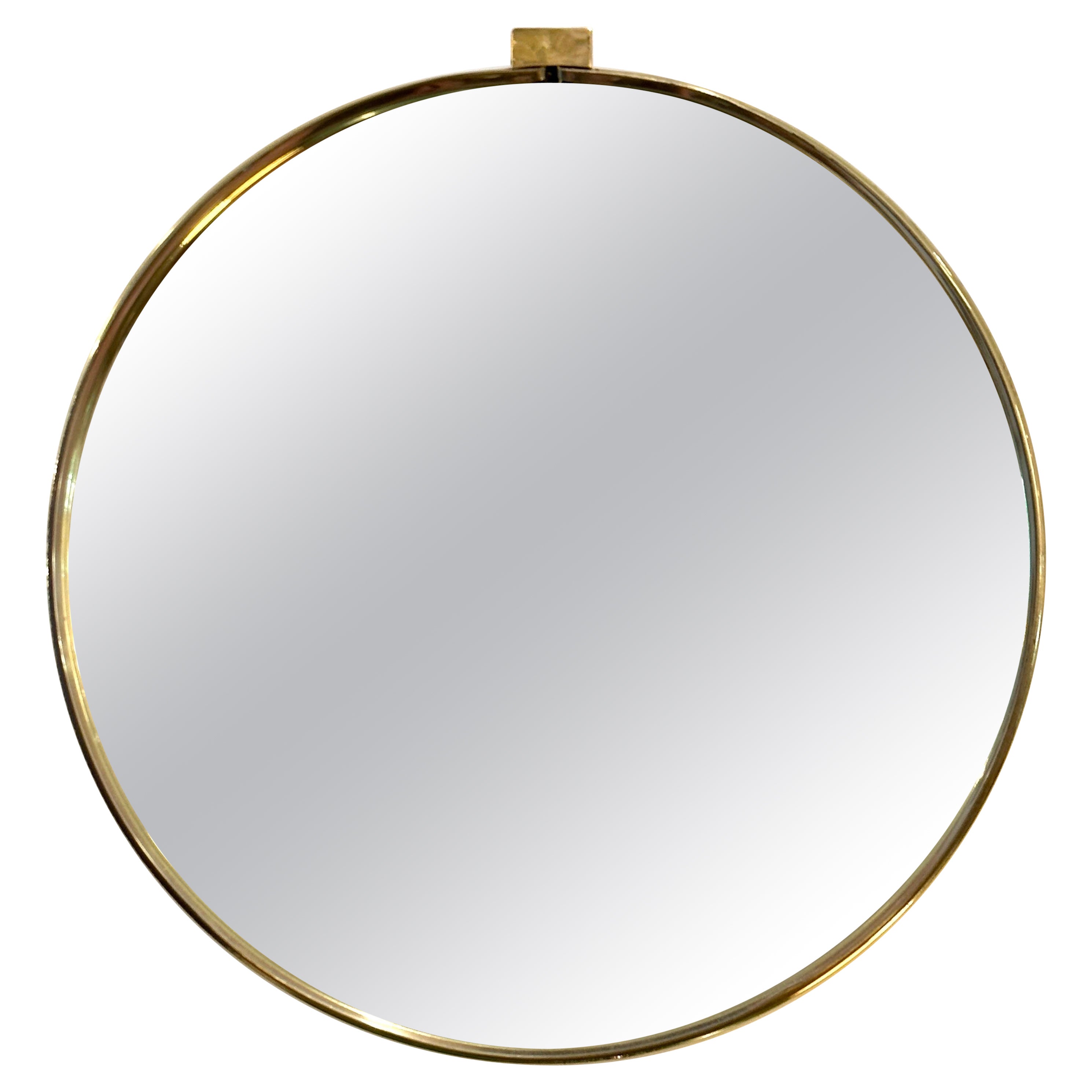 Sergio Mazza Italian 1960's Brass Strap Mirror For Sale