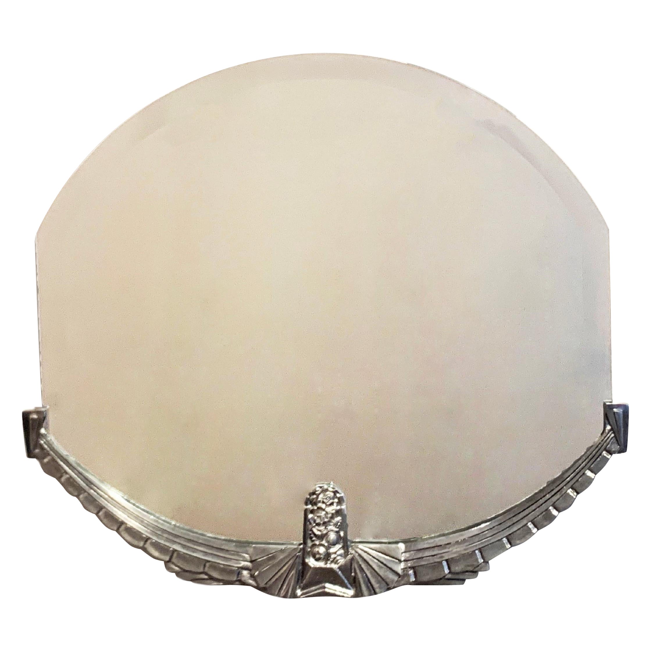 Late 20th Century Nickel - Plated French Art Deco Wall Mirror For Sale