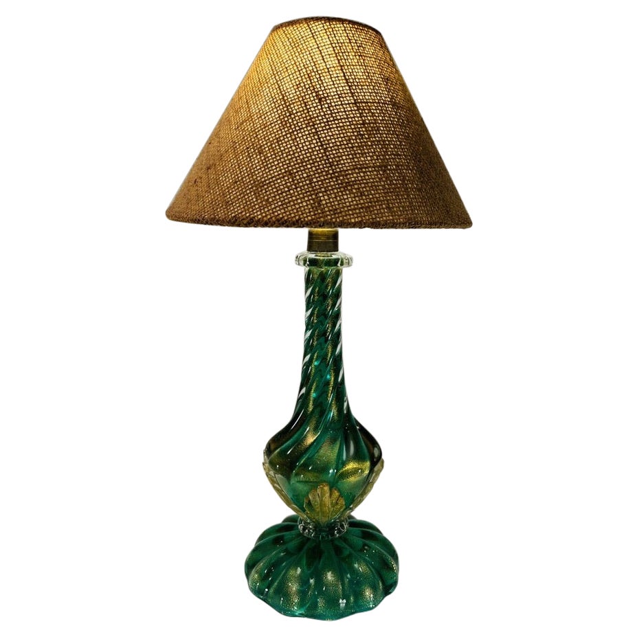 Lampe de table Archimede Seguso avec verre doré et appliqué, circa 1950