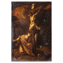 Signed Giovanni Benedetto Castiglione C.1650 Oil Painting, Crucifixion of Christ
