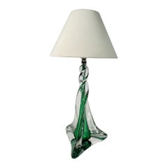 Sevres table lamp in handmade glass circa 1950