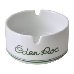 Vintage Hotel Du Cap Eden-Roc Porcelain and Green Ashtray, 1970s