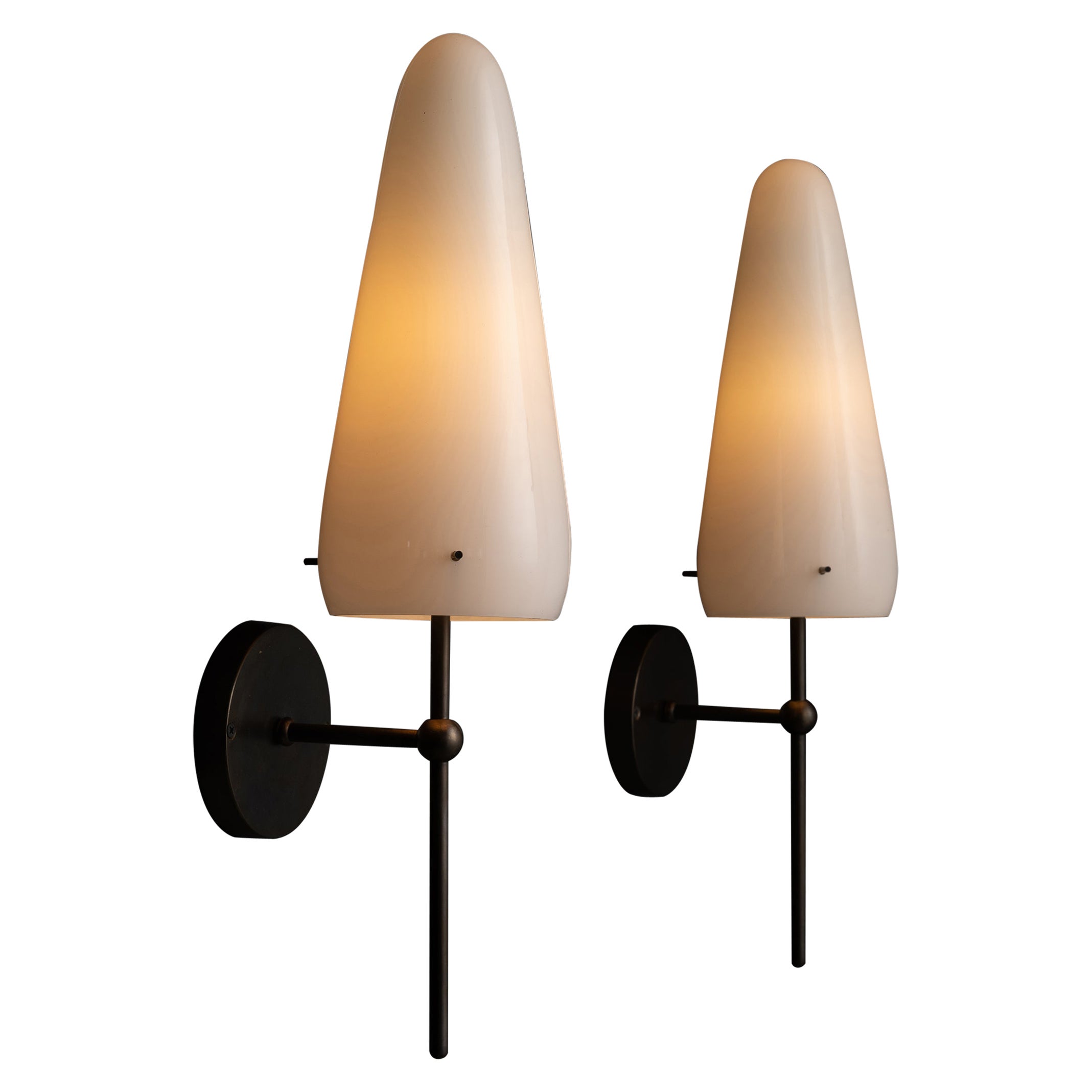 Milk Glass Cone Sconce, Made in Italy For Sale