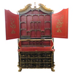 Vintage George II-Style Chinoiserie Secretary / Collector's Cabinet by Antonio's SF