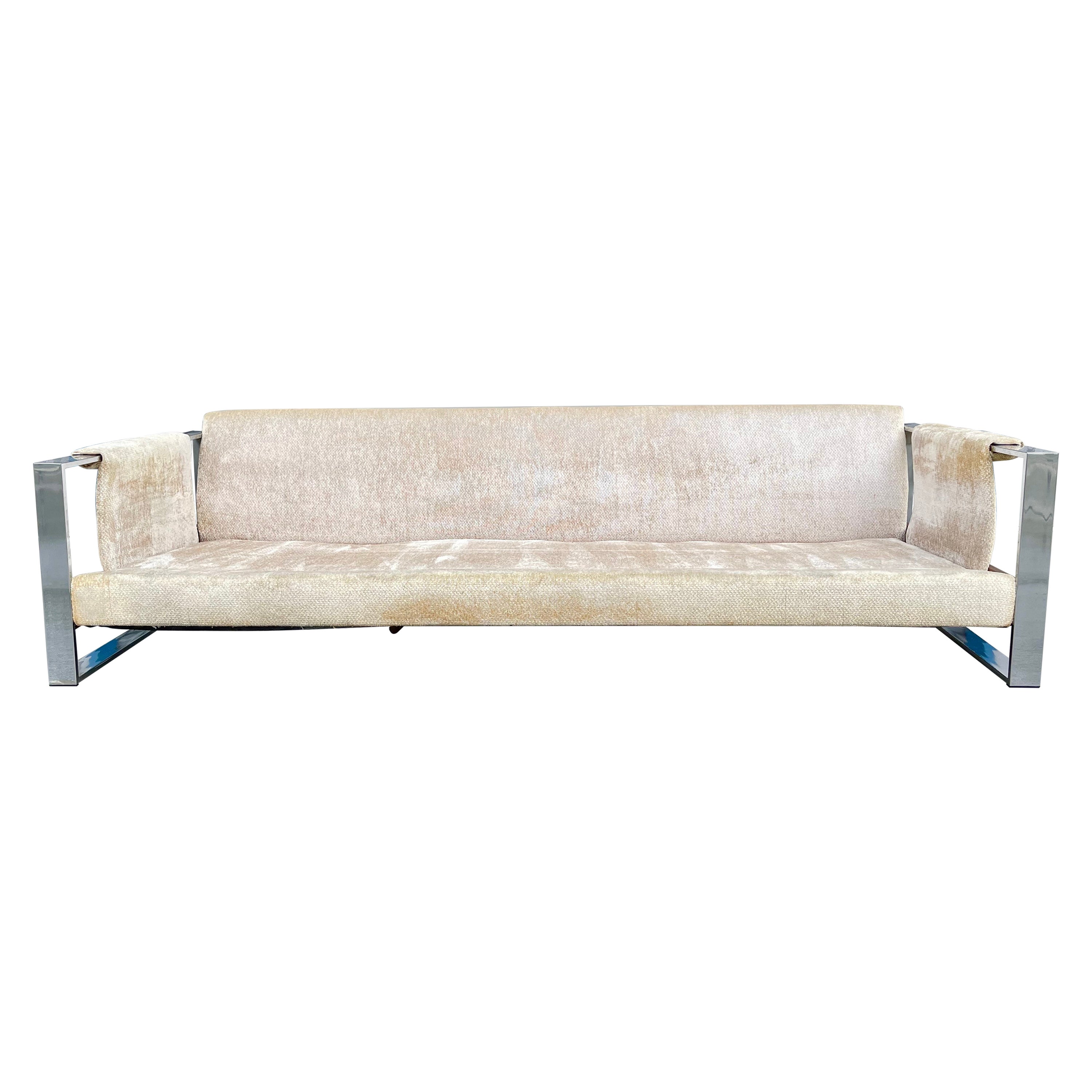 1970s Mid Century Modern Chrome Sofa Attributed to Adrian Pearsall For Sale