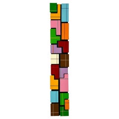 78" Signed Original Abstract Modern Color Block Vertical Wall Relief Sculpture