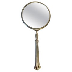 Vintage Silver Hand Mirror with Magnification on Opposing side