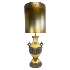 Monumental vintage pottery  Asianist style table lamp after James Mont