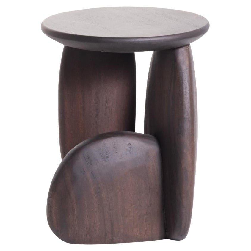 Tabouret à galets Type 02, bois d'acacia naturel foncé