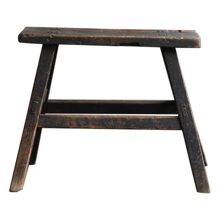 Japanese old wooden stool/1868-1920/Wabi-sabi chair/Mingei/Meiji-Showa
