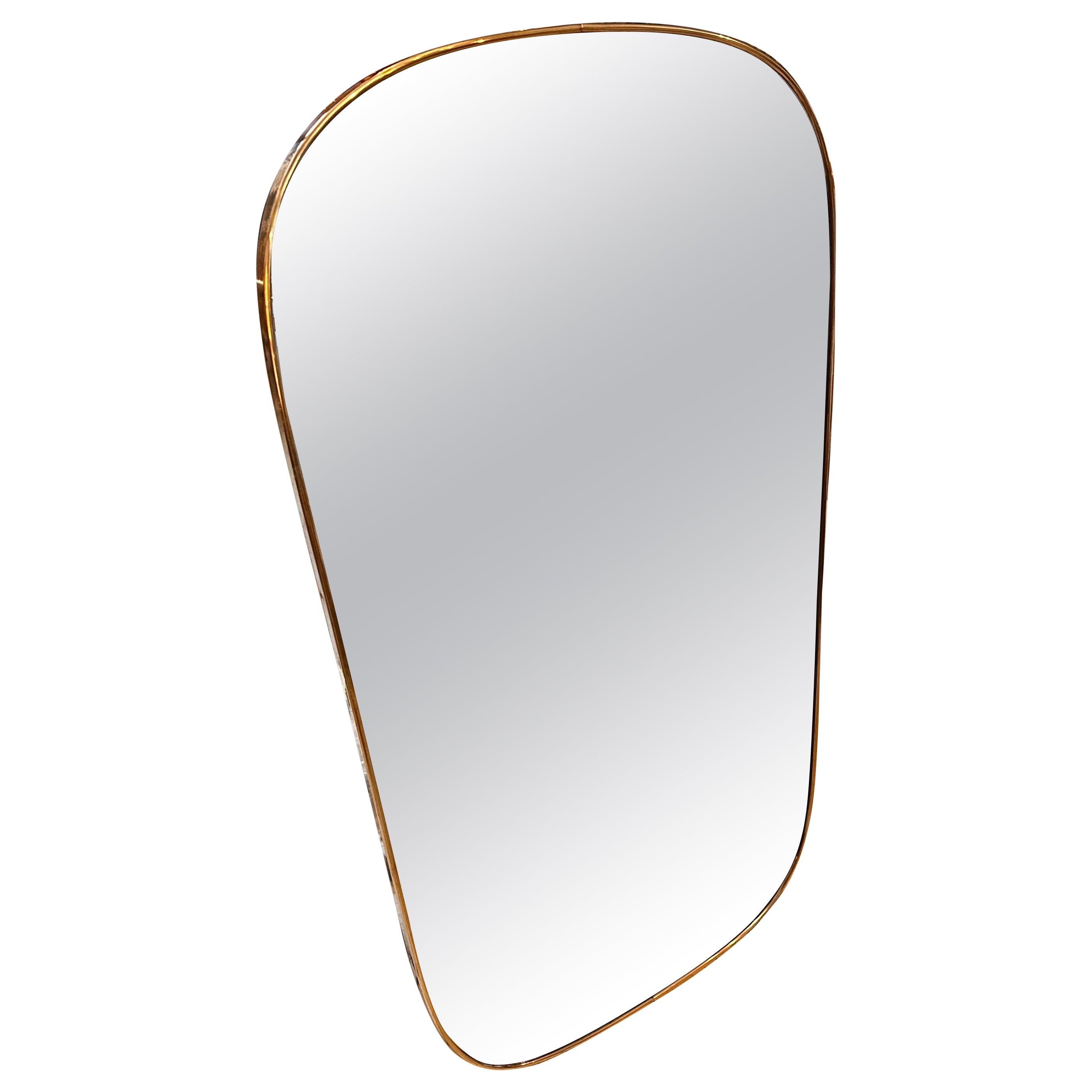 1950s Gio Ponti style Mid-Century Modern Brass Big Italian Oval Wall Mirror
