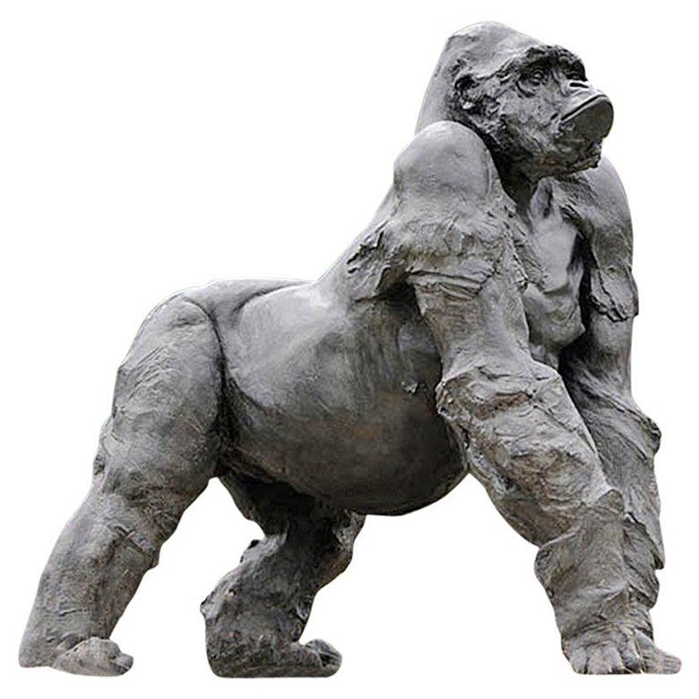 Sculpture en résine grise de Gorilla