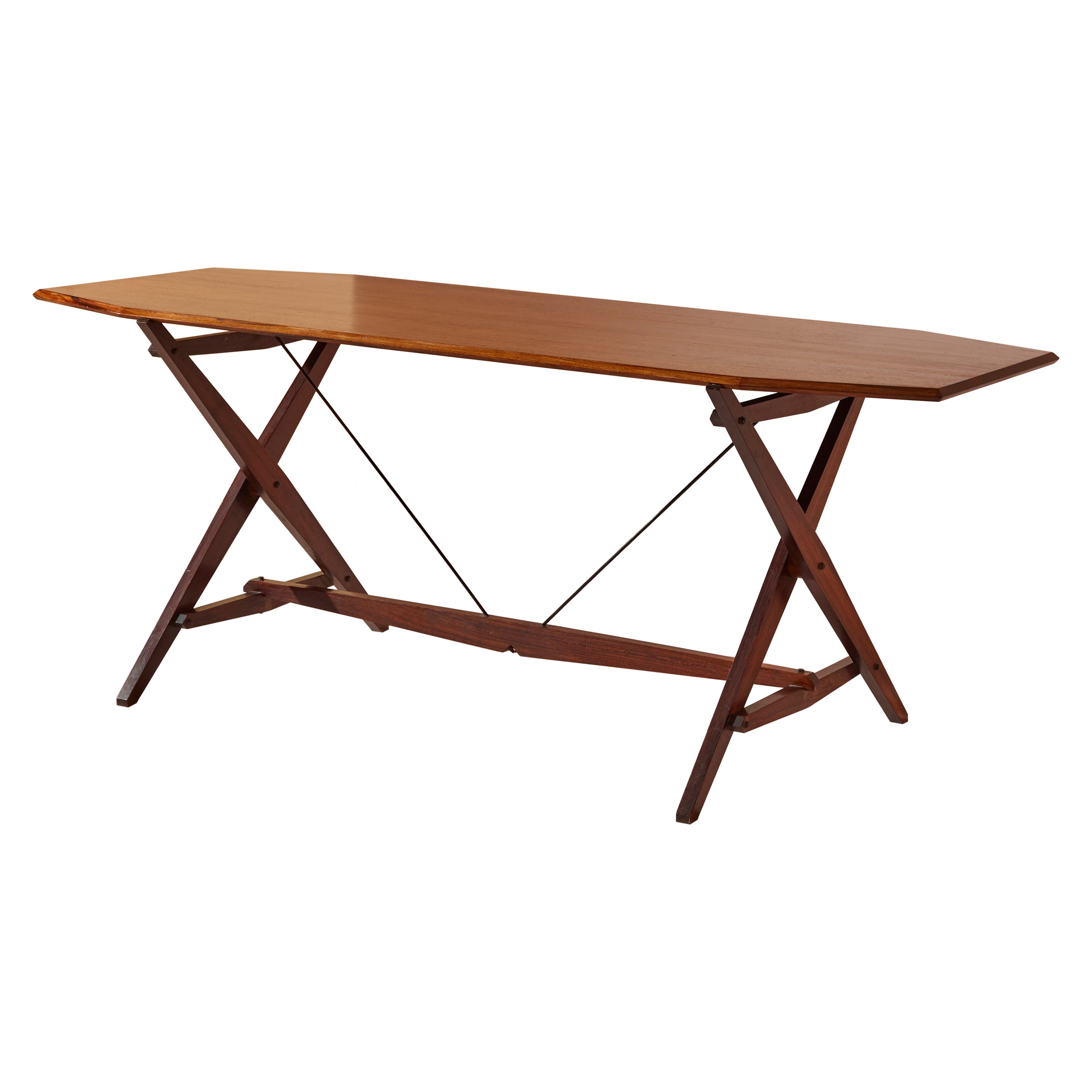 Franco Albini teak dining Table Model TL2 'Cavalletto' for Poggi, Italy 1950s For Sale