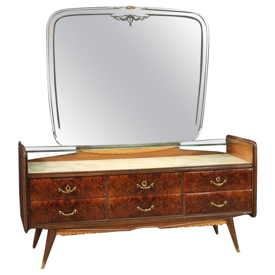 20th Century Wood Italian Modern Chest of Drawers with Mirror, 1950