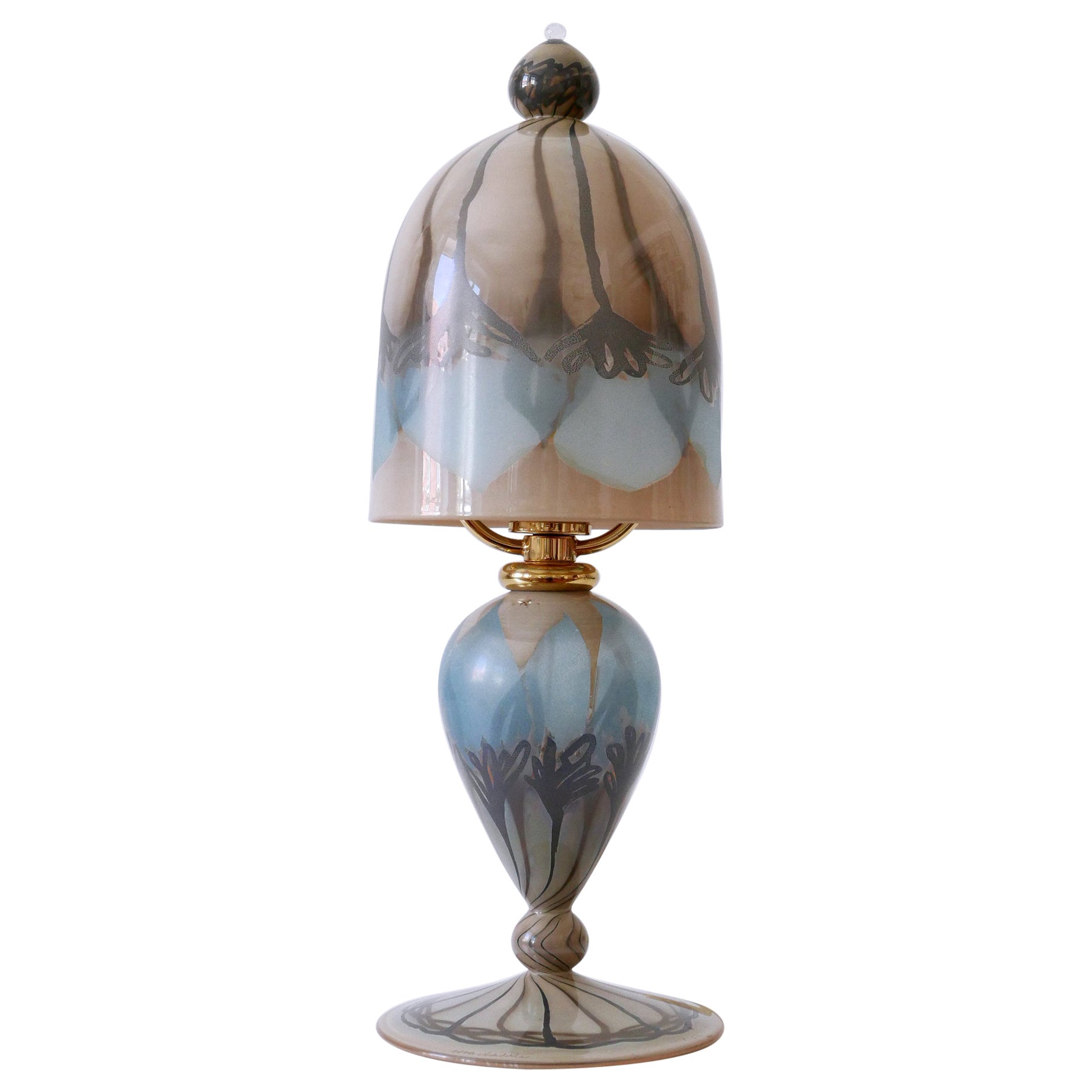 Lovely Vintage Art Glass Table Lamp by Vera Walther Germany 1980s For Sale