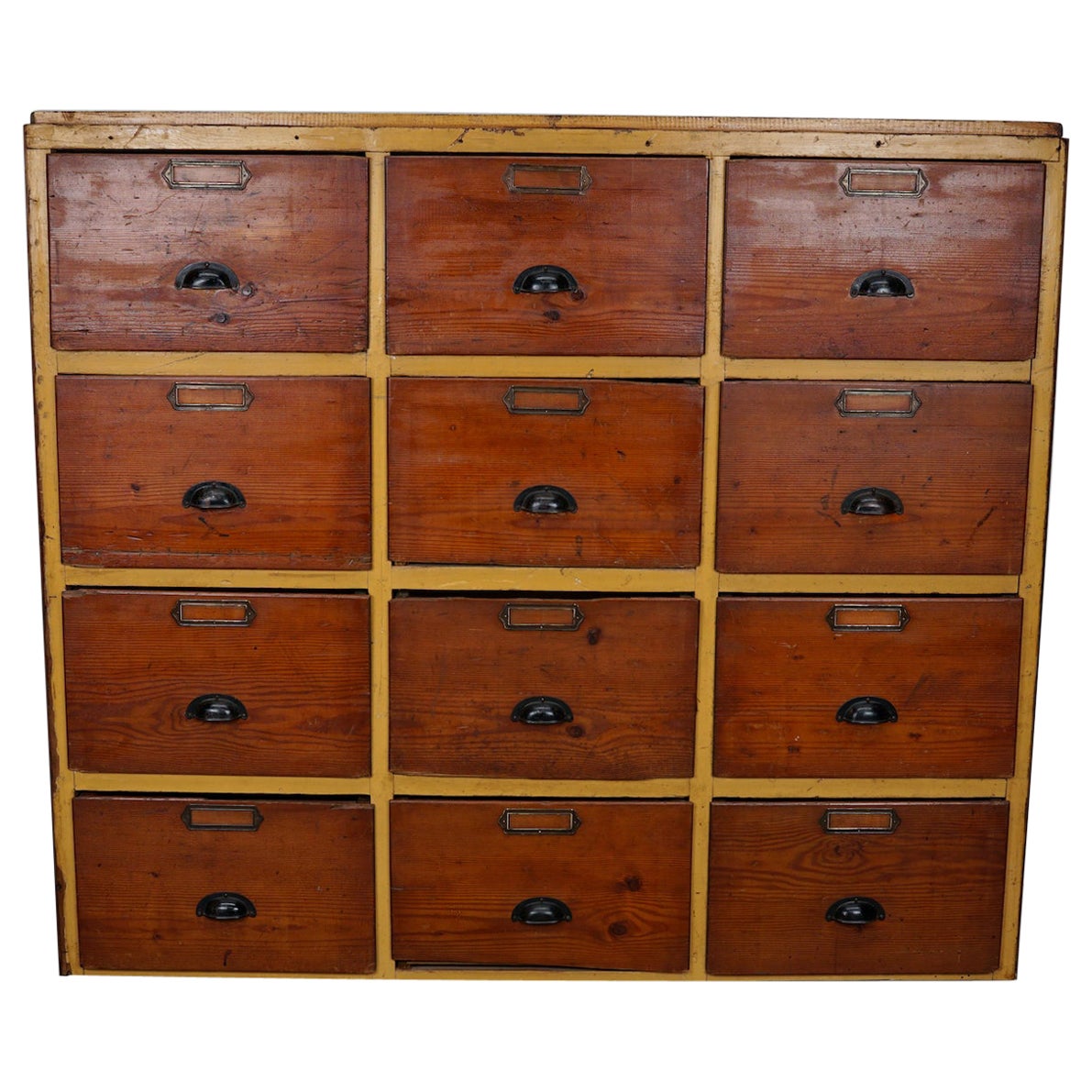 Large Dutch Industrial Pine Apothecary / Workshop Cabinet, circa 1930s For Sale