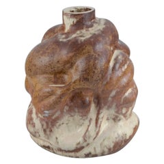 Christina Muff, stoneware vase with cream/brown silk matte glaze.