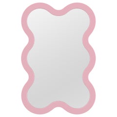 Contemporary Wall Mirror 'Hvyli 6' by Oitoproducts, Light Pink Frame