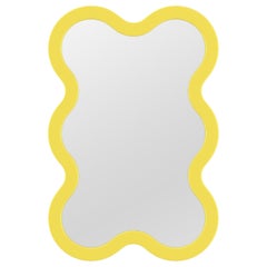 Contemporary Wall Mirror 'Hvyli 6' by Oitoproducts, Yellow Frame