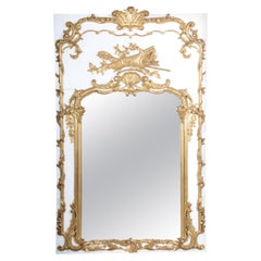 20th Century Louis XV gilt wall mirror, white
