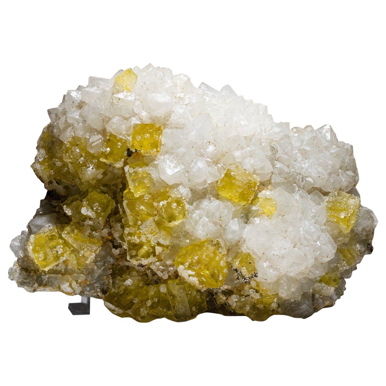 Fluorite jaune avec quartz de la mine de Moscona, District de Villabona, Asturias, Spa
