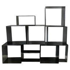 Used Italian modern Squared modular bookcase or display in smoked plexiglass, 1990s