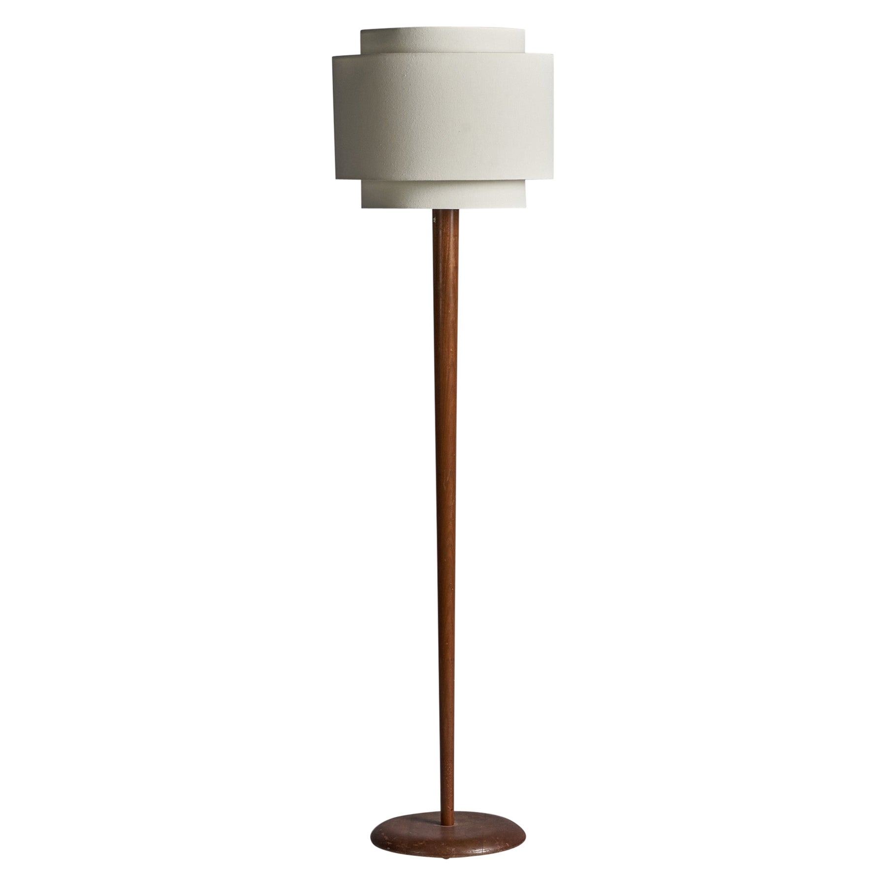 Vladimir Kagan Attribution, Stehlampe, Nussbaum, Stoff, USA, 1950er Jahre