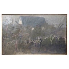Vintage Signed Wolf Kahn, 'Young Apple Trees & Barn'. Oil painting on Canvas, circa 1969