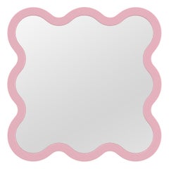 Contemporary Wall Mirror 'Hvyli 8' by Oitoproducts, Light Pink Frame