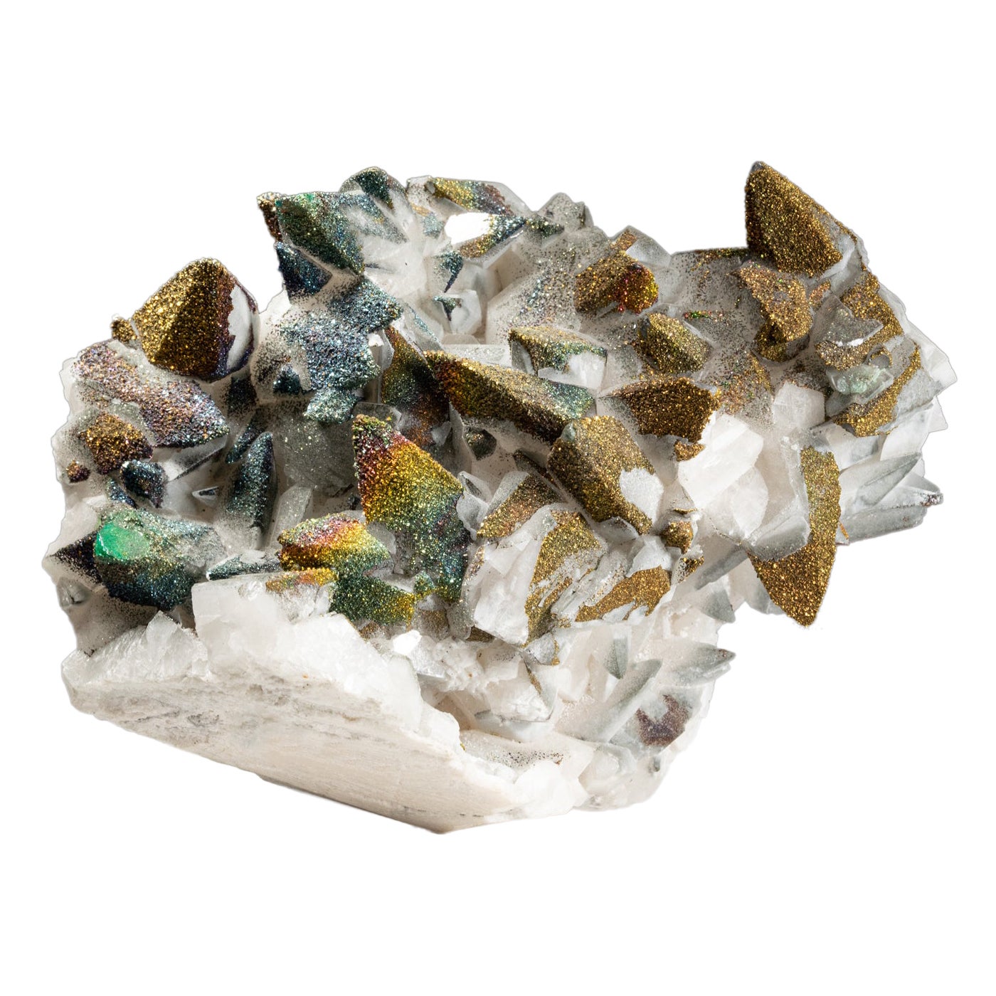 Chalcopyrite over Calcite from Edong Mining District, Daye, Hubei, China For Sale