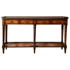 A Burled Walnut Gallery Edge Console Table by Theodore Alexander.